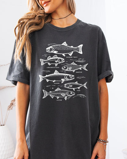 Sardines & Salmon Fish Comfort Colors T-Shirt – Nature Camping Hiking Outdoor Can Graphic Tee