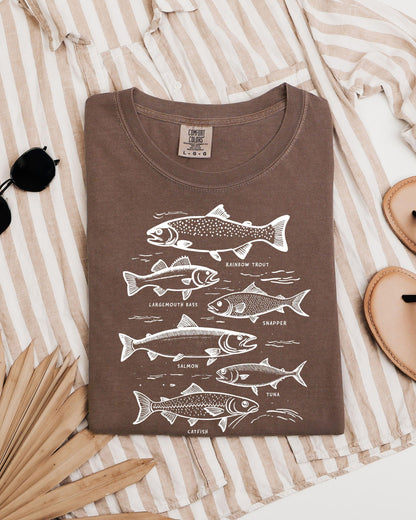 Sardines & Salmon Fish Comfort Colors T-Shirt – Nature Camping Hiking Outdoor Can Graphic Tee