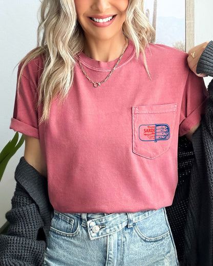 Sardines & Salmon Fish Comfort Colors Pocket T-Shirt – Lake Beach Nature Camping Hiking Graphic Tee