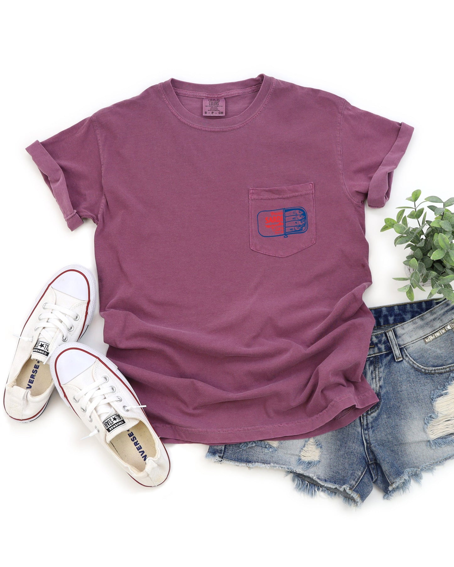 Sardines & Salmon Fish Comfort Colors Pocket T-Shirt – Lake Beach Nature Camping Hiking Graphic Tee