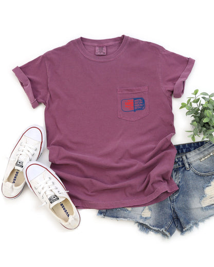 Sardines & Salmon Fish Comfort Colors Pocket T-Shirt – Lake Beach Nature Camping Hiking Graphic Tee
