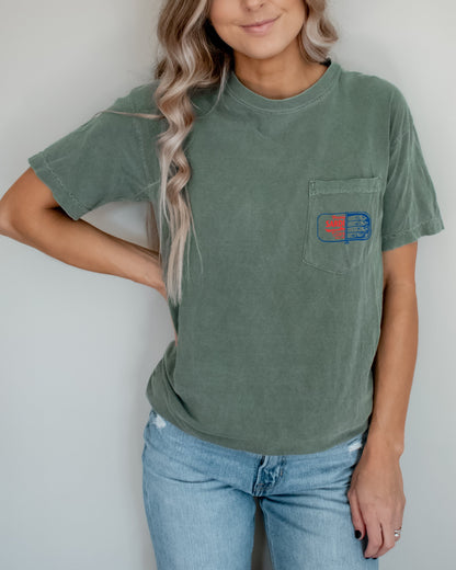 Sardines & Salmon Fish Comfort Colors Pocket T-Shirt – Lake Beach Nature Camping Hiking Graphic Tee