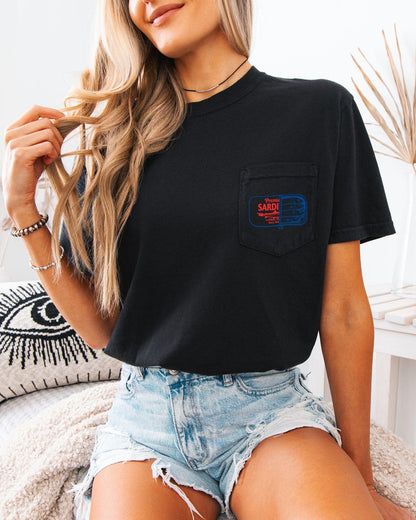 Sardines & Salmon Fish Comfort Colors Pocket T-Shirt – Lake Beach Nature Camping Hiking Graphic Tee