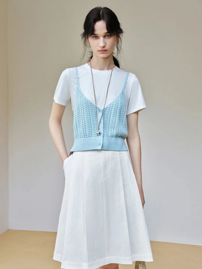 Women’s 2-Piece Summer Suit Slim T-Shirt & Suspender Set