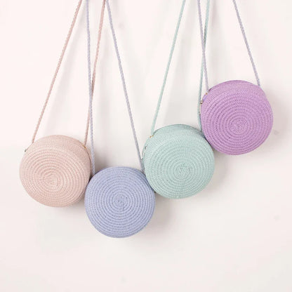 Summer Woven Straw Crossbody Bag for Women | Fashion Round Handmade Rattan Beach Small Handbag (Travel Female Shoulder Bag)