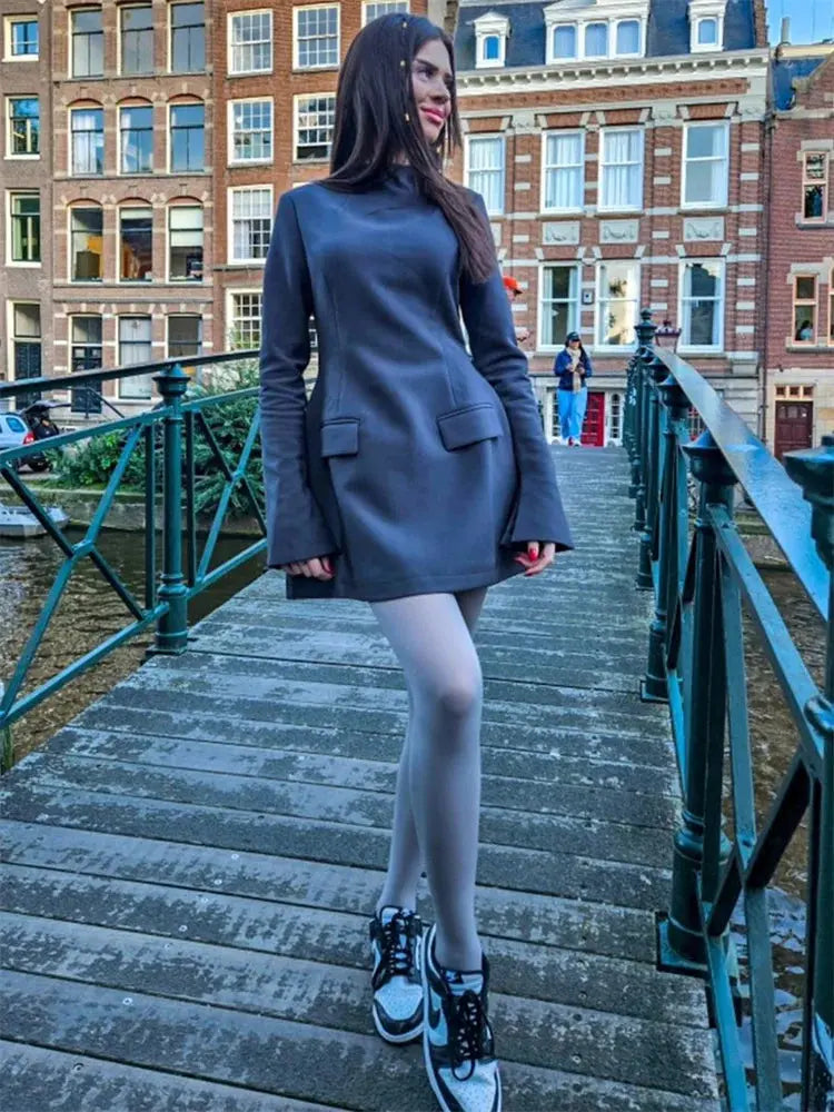 Elegant Solid Casual Mini Dress