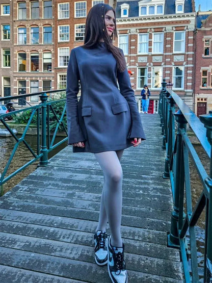 Elegant Solid Casual Mini Dress