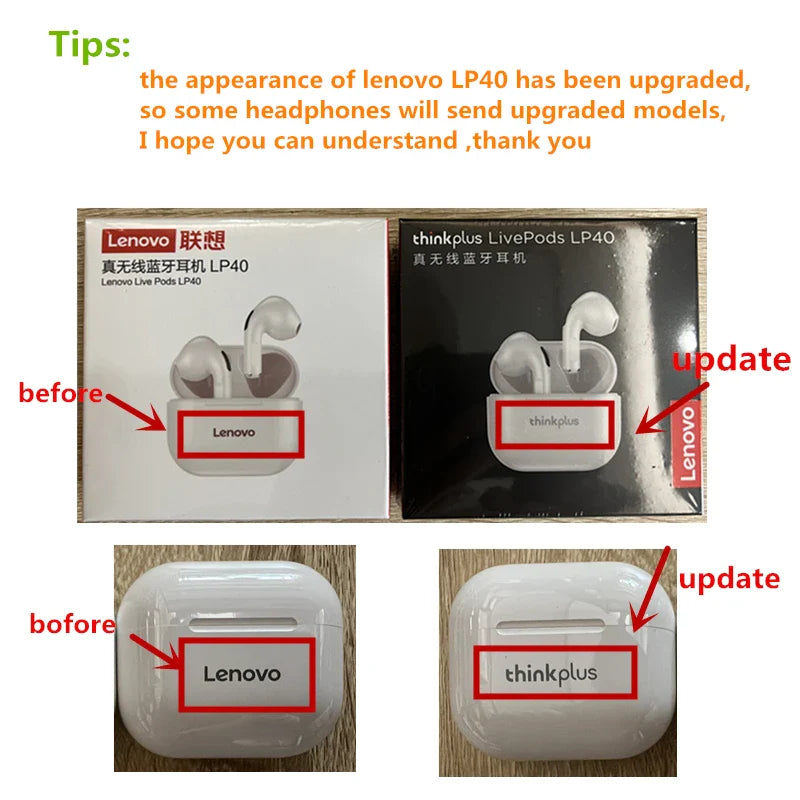 Lenovo LP40 Wireless Earbuds | TWS Bluetooth Earphones with Touch Control