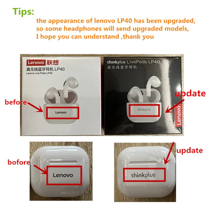 Lenovo LP40 Wireless Earbuds | TWS Bluetooth Earphones with Touch Control