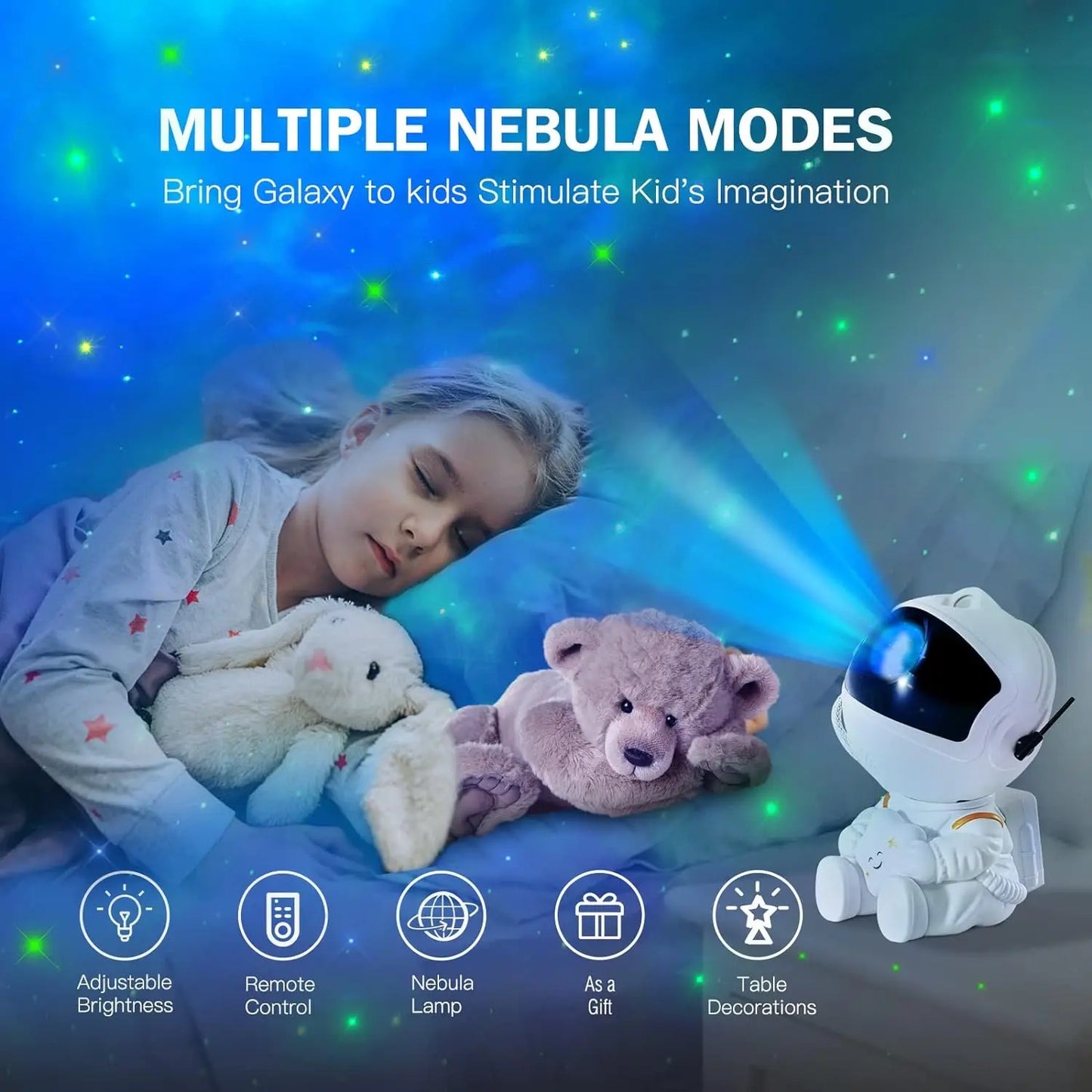 Astronaut Star Projector Lamp, suitable for multi-room decoration, a great gift, and a perfect starry night light for bedroom de