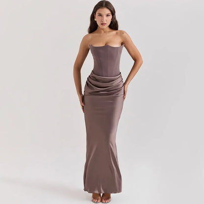 LUX Velvet Strapless Slim Fit Event Dress