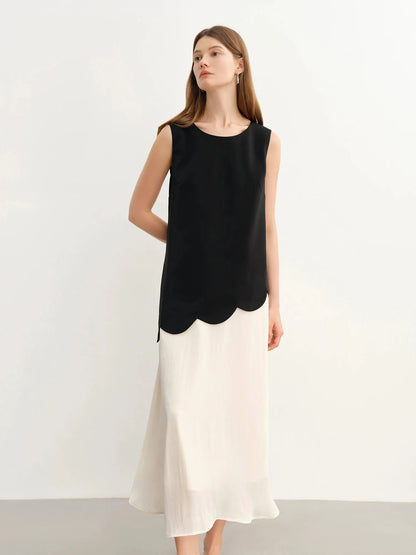 Color Block Fake Two-Piece Dress Chic Summer Design