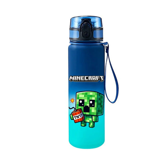 650ML Game MC Pixel Style Water Blue Bottle Portable Water Cup Large Capacity Sports Outdoor Plastic Leak-Proof Water Bottle