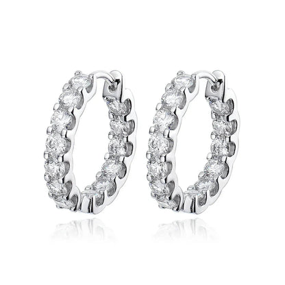 Smyoue 18k Plated Total 2.6CT Full Moissanite Hoop Earring for Women Sparkling Wedding Party Earring 925 Sterling Silver Jewelry
