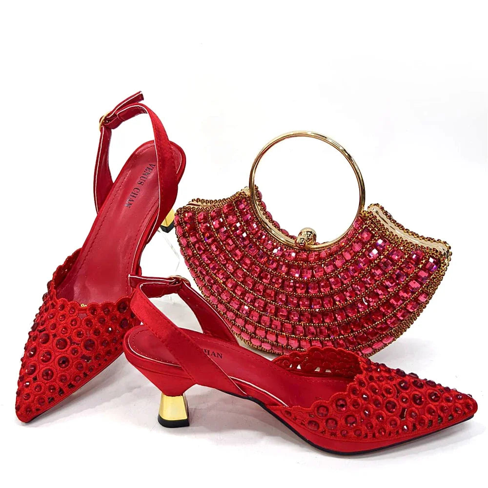 Latest Luxury Pattern Ladies Shoes And Bag Set ED216