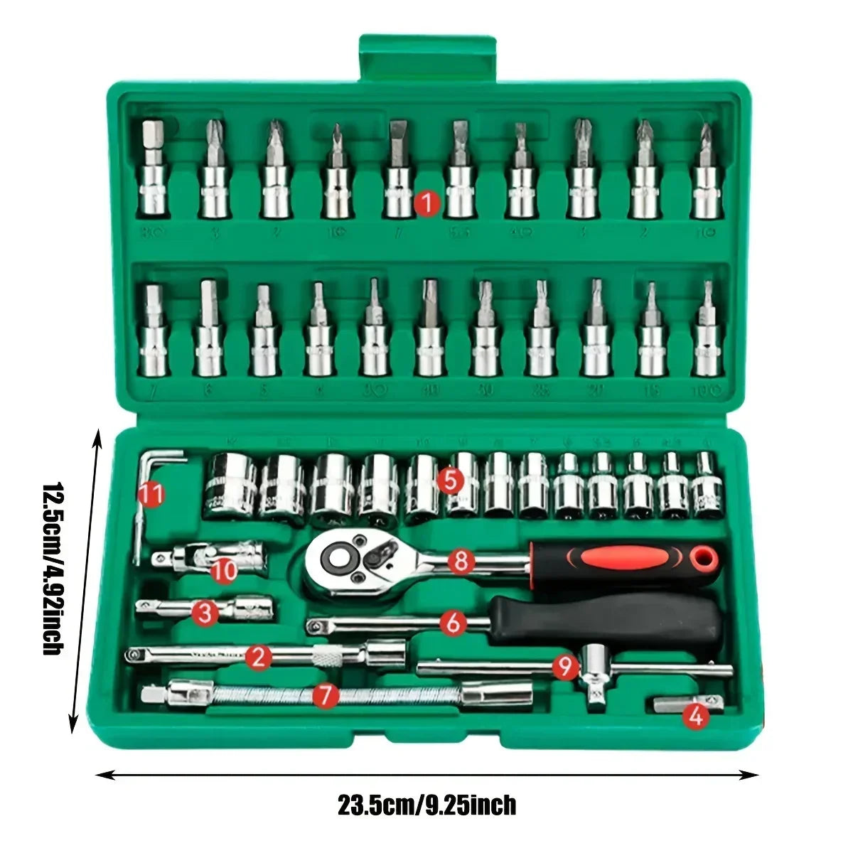 46-Piece Mechanic Tool Kit | 1/4" Socket Set with Ratchet Wrench