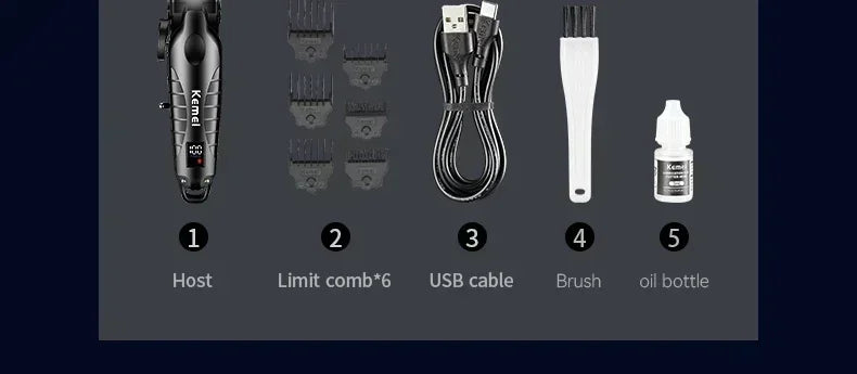 Kemei Professional Hair Clipper – LCD Display, Cordless Electric Trimmer