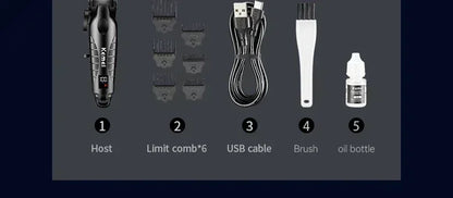 Kemei Professional Hair Clipper – LCD Display, Cordless Electric Trimmer