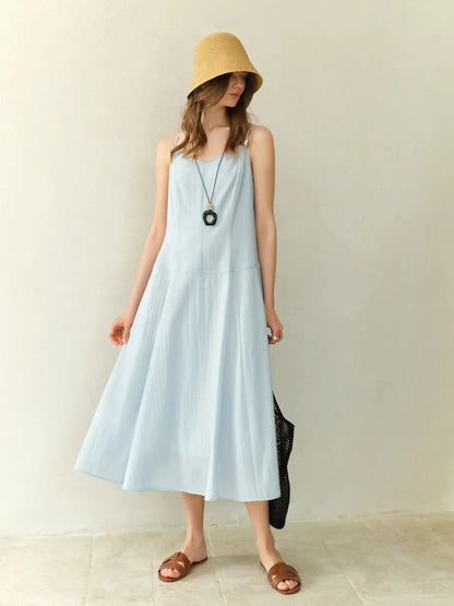 Plus Size French V-Neck Suspender Dress