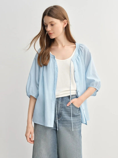 Flattering Half-Sleeve Summer Blouse