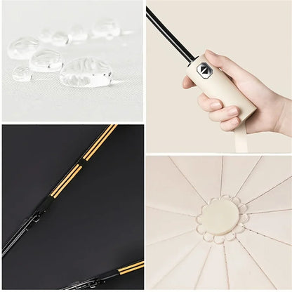 12-Bone Auto-Open Folding Umbrella – UV & Wind Resistant