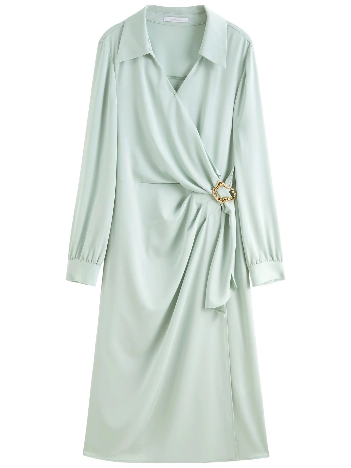 Plus Size Metal Detail Long Dress Spring Fashion