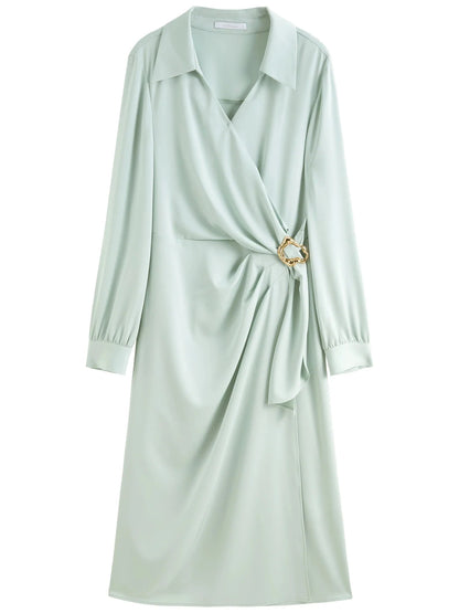 Plus Size Metal Detail Long Dress Spring Fashion