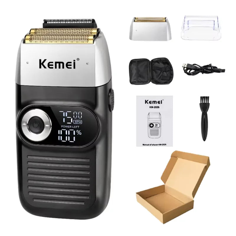 Kemei Professional Hair Clipper – LCD Display, Cordless Electric Trimmer