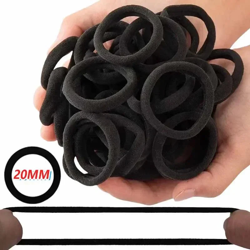 Black Hair Ties Multipack – High-Elastic Nylon Ponytail Holders