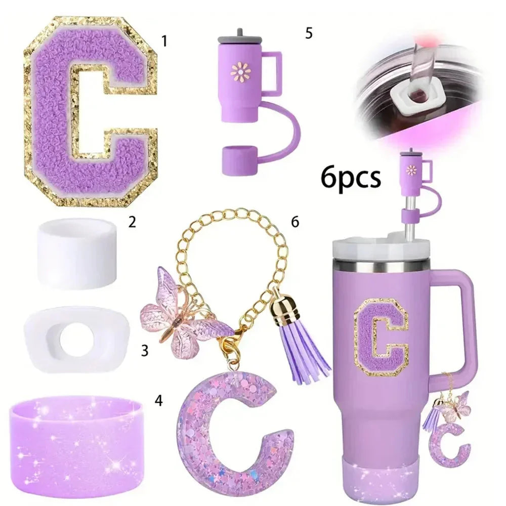 6PCS Cup Accessories Set for Stanley Cup  40oz tumbler with handle Including Silicone Straw Topper and Boot, Spill Proof Stopper