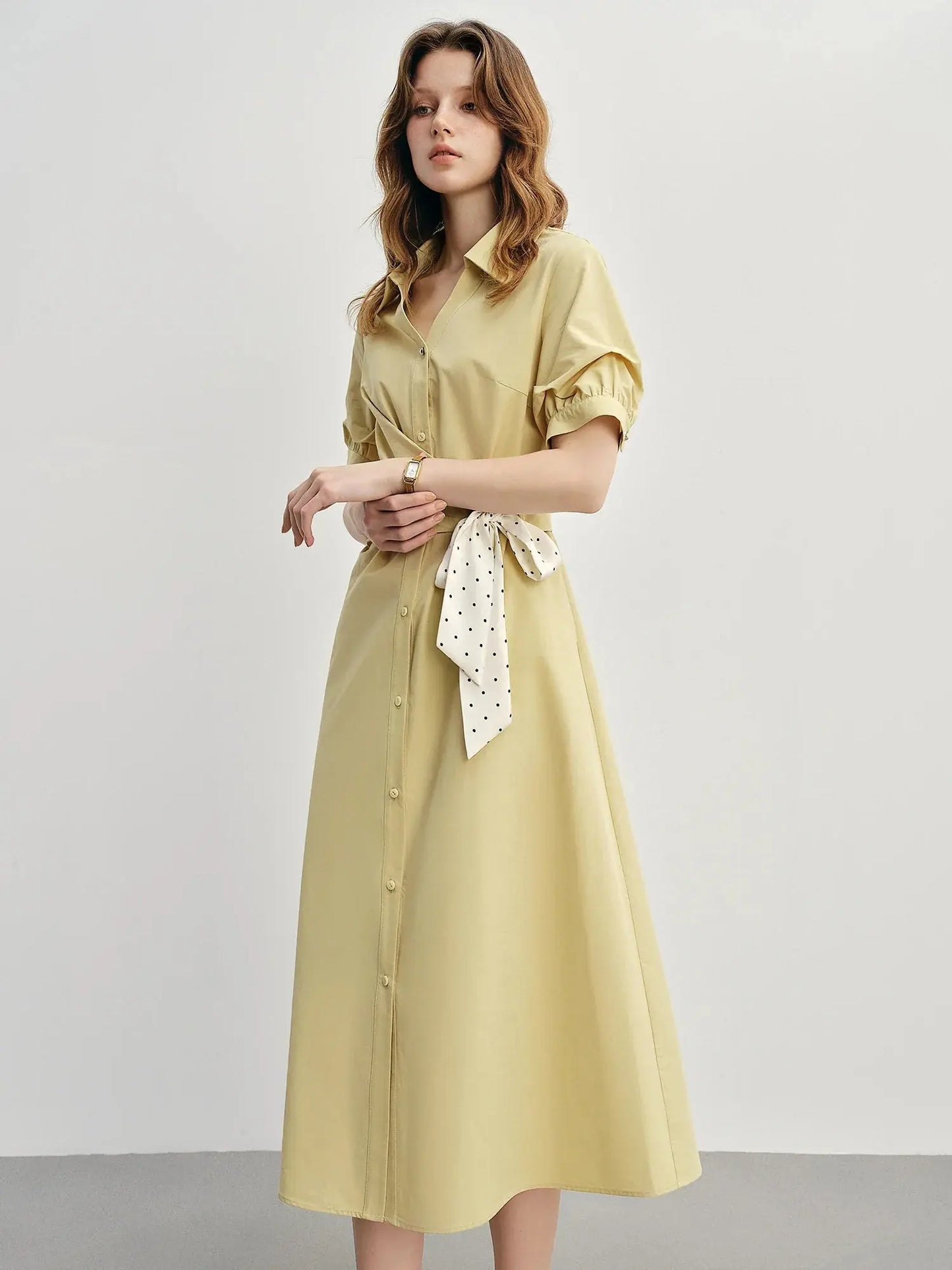 Tailored Tie-Front Shirt Dress in Slim Fit