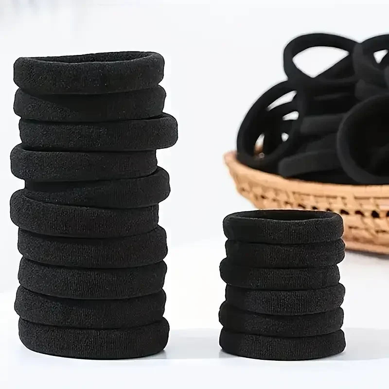 Black Hair Ties Multipack – High-Elastic Nylon Ponytail Holders