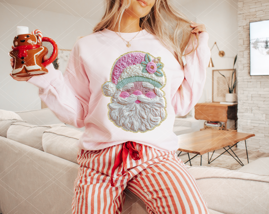 French Knot Santa- Completed Sweatshirt