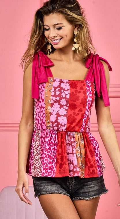 Floral Printed Shoulder Tied Top