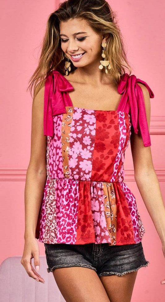 Floral Printed Shoulder Tied Top