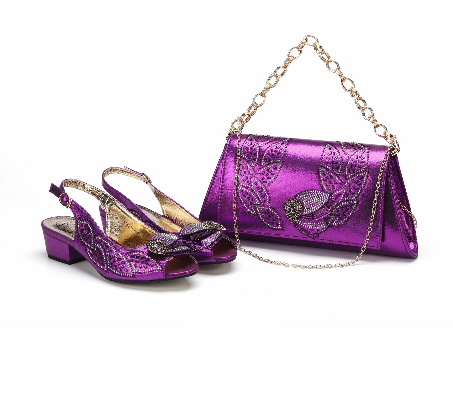 Elegant Low Heels Ladies Shoes And Bag Set - ED110