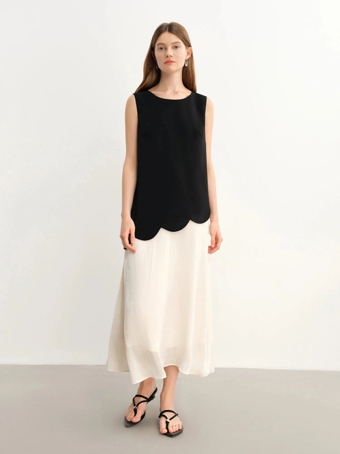 Color Block Fake Two-Piece Dress Chic Summer Design