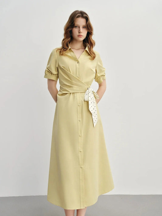 Tailored Tie-Front Shirt Dress in Slim Fit