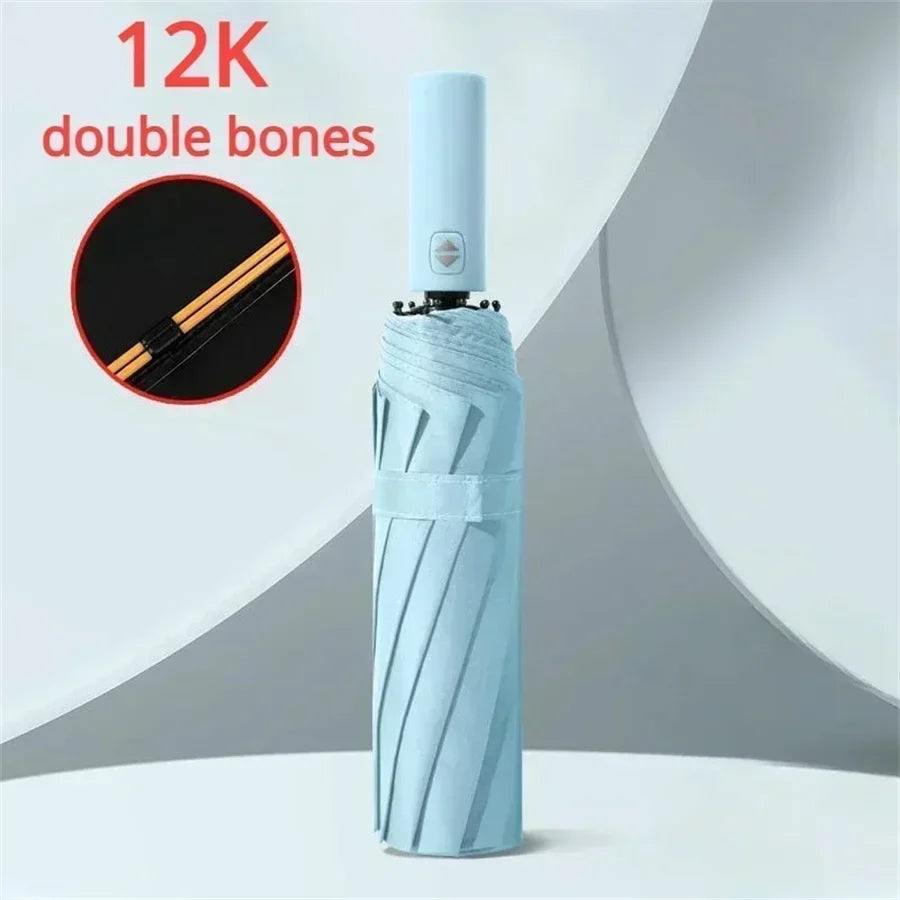 12-Bone Auto-Open Folding Umbrella – UV & Wind Resistant