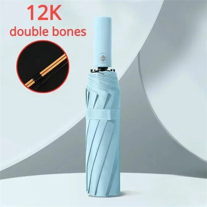 12-Bone Auto-Open Folding Umbrella – UV & Wind Resistant