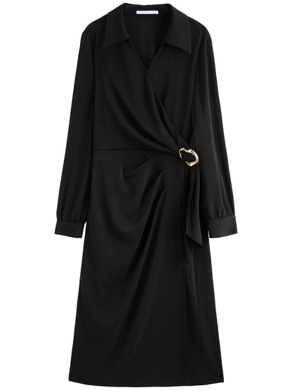 Plus Size Metal Detail Long Dress Spring Fashion