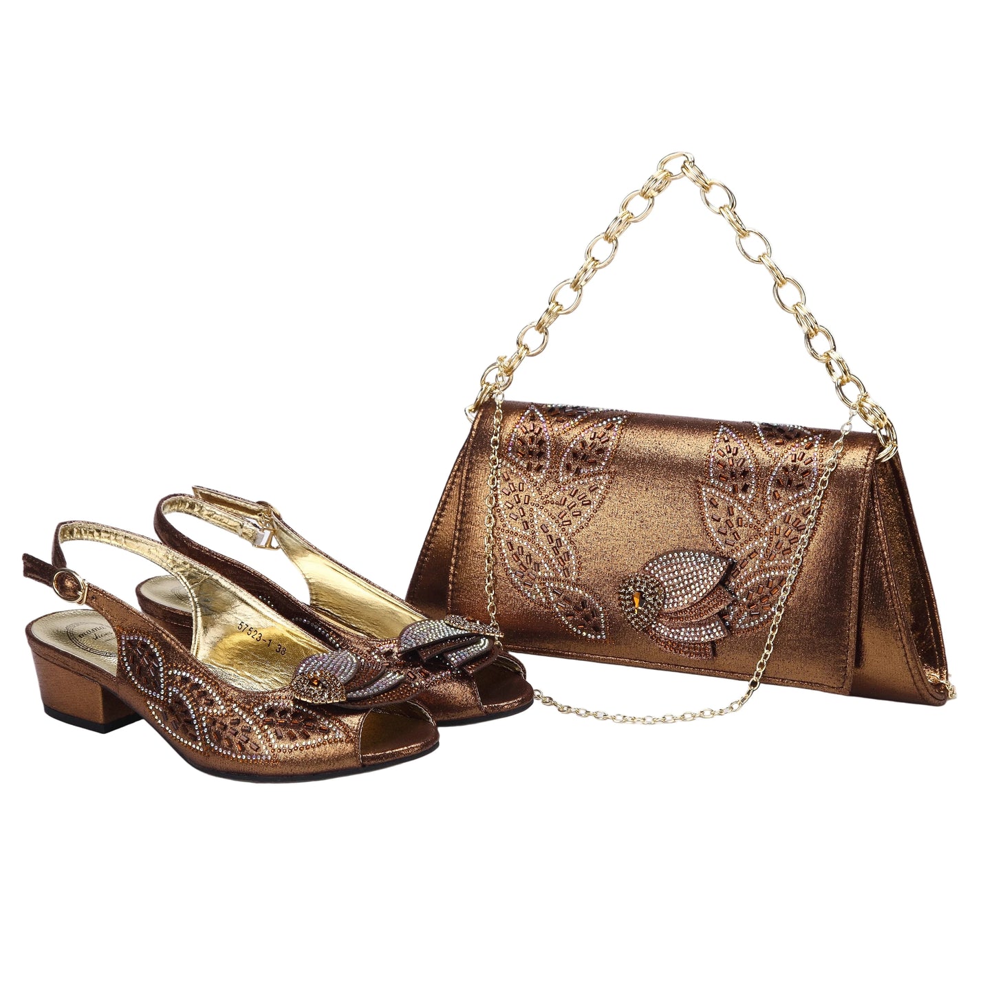 Elegant Low Heels Ladies Shoes And Bag Set - ED110