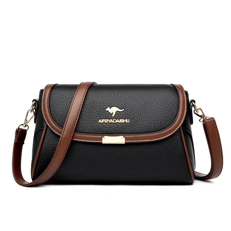 Solid Color High-Quality Leather Small Shoulder Bags | New Messenger Bags with Strap & Designer Crossbody Bag (Sac à Main)