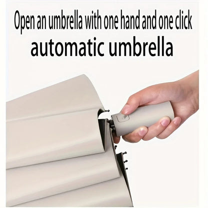 12-Bone Auto-Open Folding Umbrella – UV & Wind Resistant