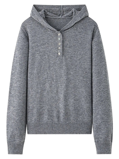 Textured Soft-Comfort Hooded Knit Sweater