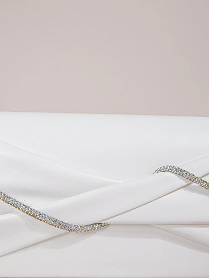 Hand Clutch Bag & Evening Clutch Bag for Women | Sparkling Crystal Rope Ruched Handbags & Glitter Envelope Purse for Party Girls