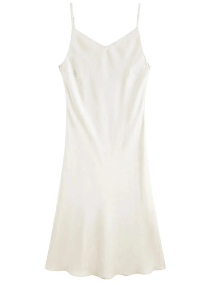 Chic Plus Size Satin Bias Cut Suspender Dress