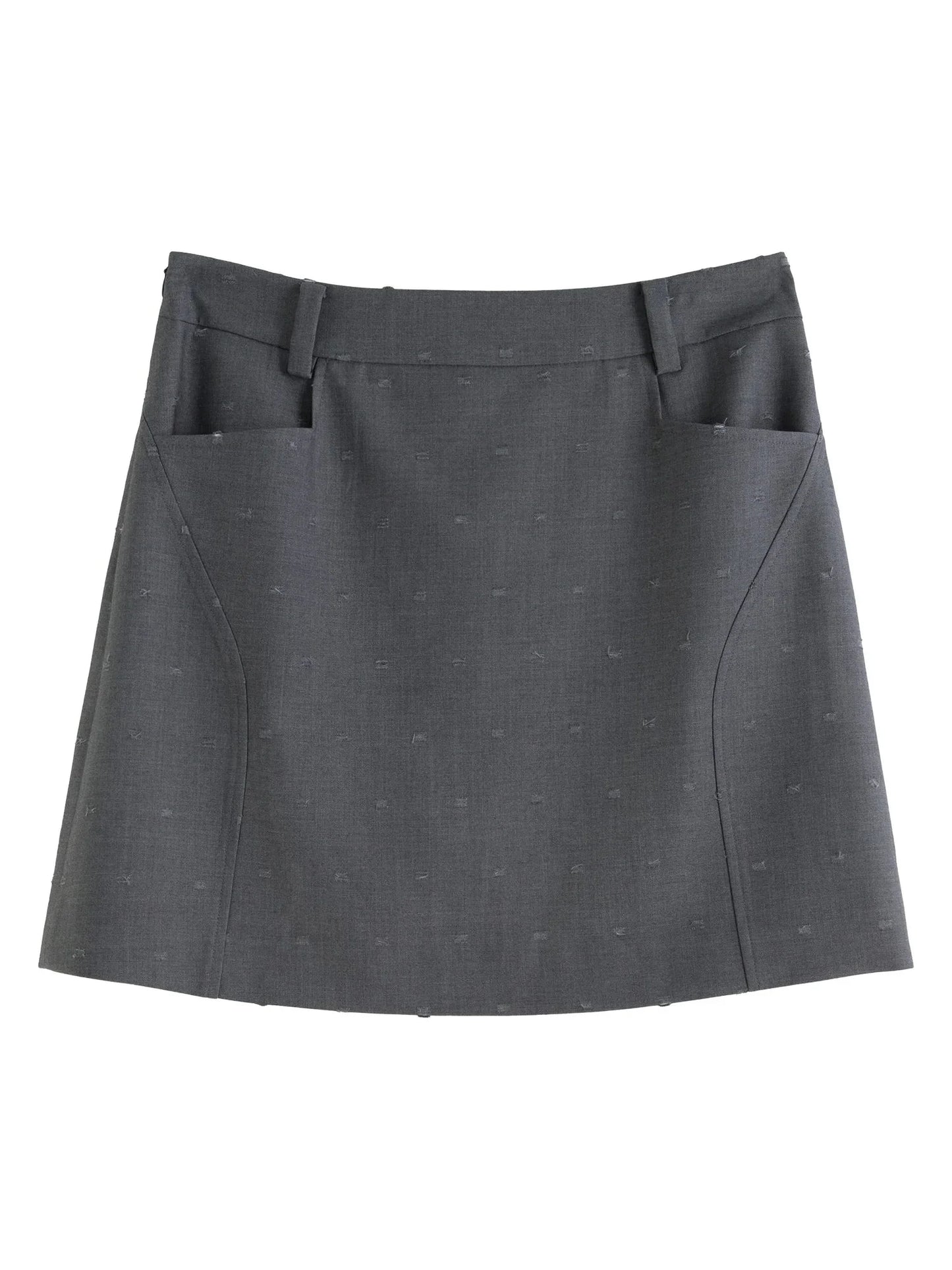 Plus Size High Waist Gray Skirt Elegant Spring Workwear