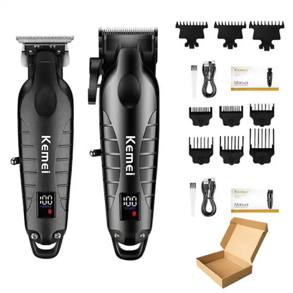 Kemei Professional Hair Clipper – LCD Display, Cordless Electric Trimmer