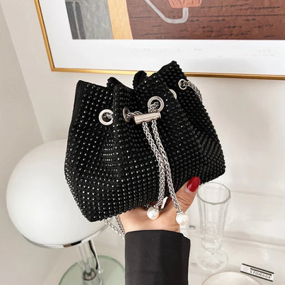 Luxury Women's Horseshoe Bucket Bag | New High Quality PU Leather One Shoulder Handbag (Exquisite Rivet & Chain Design)
